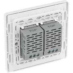 British General Evolve 2-Gang 2-Way LED Double Secondary Touch Trailing Edge Dimmer Switch Brushed Steel with White Inserts -Steel Switches Sales 474PY A4