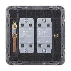 Schneider Electric Lisse Deco 10AX 2-Gang 2-Way Light Switch Brushed Stainless Steel with Black Inserts -Steel Switches Sales 480CC A3