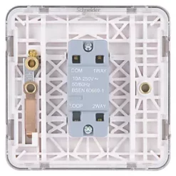 Schneider Electric Lisse Deco 10A 1-Gang 2-Way Retractive Switch Brushed Stainless Steel with White Inserts -Steel Switches Sales 489FF A3