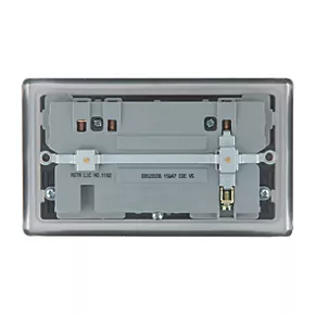 LAP 13A 2-Gang SP Switched Socket + 3.1A 2-Outlet Type A USB Charger Brushed Stainless Steel with Black Inserts 5 LAP 13A 2-Gang SP Switched Socket + 3.1A 2-Outlet Type A USB Charger Brushed Stainless Steel with Black Inserts - Image 3