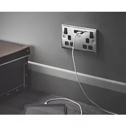 LAP 13A 2-Gang SP Switched Socket + 3.1A 2-Outlet Type A USB Charger Brushed Stainless Steel with Black Inserts 12 LAP 13A 2-Gang SP Switched Socket + 3.1A 2-Outlet Type A USB Charger Brushed Stainless Steel with Black Inserts -Steel Switches Sales 4962P A4