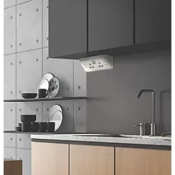 Knightsbridge SKR008 13A 2-Gang DP Switched Under Cabinet Socket Stainless Steel with Colour-Matched Inserts -Steel Switches Sales 513TX A3