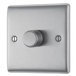 British General Nexus Metal 1-Gang 2-Way LED Dimmer Switch Brushed Steel
