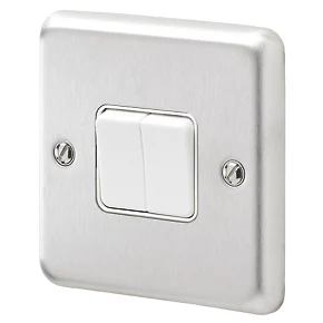 MK Albany Plus 10AX 2-Gang 2-Way Light Switch Brushed Stainless Steel with White Inserts 3 MK Albany Plus 10AX 2-Gang 2-Way Light Switch Brushed Stainless Steel with White Inserts