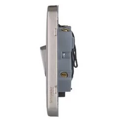 Schneider Electric Lisse Deco 13A Switched Fused Spur with LED Brushed Stainless Steel with Black Inserts -Steel Switches Sales 561CC A2