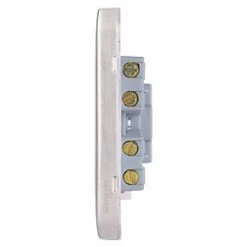 Schneider Electric Lisse Deco 13A Unswitched Fused Spur Brushed Stainless Steel with White Inserts -Steel Switches Sales 575FF A2