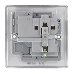 British General Nexus Metal 13A 1-Gang SP Switched Plug Socket Brushed Steel with Graphite Inserts -Steel Switches Sales 58967 A2