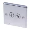 LAP 10AX 2-Gang 2-Way Toggle Switch Brushed Stainless Steel -Steel Switches Sales 58976 P