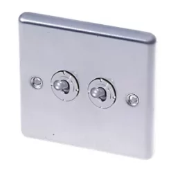 LAP 10AX 2-Gang 2-Way Toggle Switch Brushed Stainless Steel