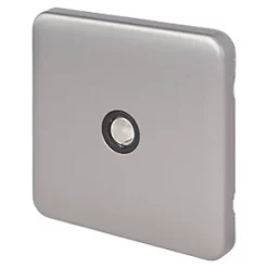 Schneider Electric Lisse Deco Coaxial TV / FM Socket Brushed Stainless Steel with Black Inserts