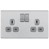 LAP 13A 2-Gang DP Switched Power Sockets Brushed Stainless Steel with Graphite Inserts 5 Pack -Steel Switches Sales 613KJ P