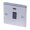 LAP 20A 1-Gang DP Control Switch Brushed Stainless Steel with Neon with Black Inserts -Steel Switches Sales 61644 P