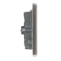 LAP 13A 2-Gang SP Switched Socket + 3.1A 2-Outlet Type A USB Charger Brushed Stainless Steel with White Inserts -Steel Switches Sales 6222P A3