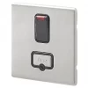 MK Aspect 13A Switched Fused Spur with Neon Brushed Stainless Steel with Black Inserts -Steel Switches Sales 633FF P