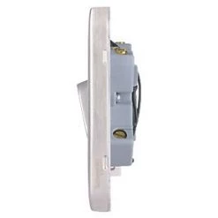 Schneider Electric Lisse Deco 13A Switched Fused Spur with LED Brushed Stainless Steel with White Inserts -Steel Switches Sales 638FF A2