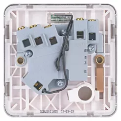 Schneider Electric Lisse Deco 13A Switched Fused Spur with LED Brushed Stainless Steel with White Inserts -Steel Switches Sales 638FF A3