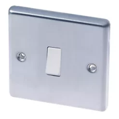 LAP 10AX 1-Gang 2-Way Light Switch Brushed Stainless Steel with White Inserts