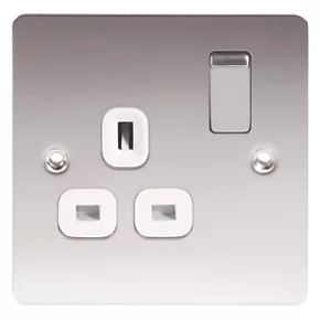 LAP 13A 1-Gang DP Switched Plug Socket Brushed Stainless Steel with White Inserts 4 LAP 13A 1-Gang DP Switched Plug Socket Brushed Stainless Steel with White Inserts - Image 2