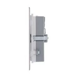 LAP 13A 2-Gang Unswitched Socket + 4.2A 4-Outlet Type A USB Charger Brushed Stainless Steel with White Inserts -Steel Switches Sales 6424T A2