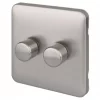Schneider Electric Lisse Deco 2-Gang 2-Way Dimmer Brushed Stainless Steel -Steel Switches Sales 647CC P
