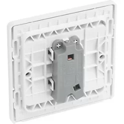 British General Evolve 10A 1-Gang 1-Way Bell Push Switch Brushed Steel with White Inserts -Steel Switches Sales 656PY A4