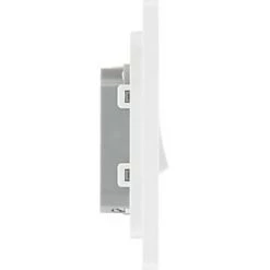 British General Evolve 10A 1-Gang 1-Way Bell Push Switch Brushed Steel with White Inserts -Steel Switches Sales 656PY A5