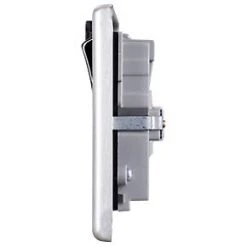 LAP 13A 2-Gang SP Switched Wi-Fi Extender + 2.1A 1-Outlet Type A USB Charger Brushed Steel with Black Inserts -Steel Switches Sales 658FV A3