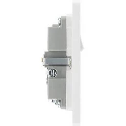 British General Evolve 13A 1-Gang SP Switched Socket + 2.1A 2-Outlet Type A USB Charger Brushed Steel with White Inserts -Steel Switches Sales 669RF A5