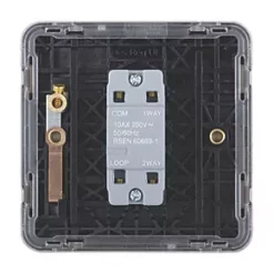 Schneider Electric Lisse Deco 10AX 1-Gang 2-Way Light Switch Brushed Stainless Steel with Black Inserts -Steel Switches Sales 673CC A3