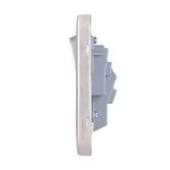 Schneider Electric Lisse Deco 13A 1-Gang DP Switched Plug Socket Brushed Stainless Steel with White Inserts -Steel Switches Sales 693FF A2
