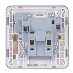 Schneider Electric Lisse Deco 13A 1-Gang DP Switched Plug Socket Brushed Stainless Steel with White Inserts -Steel Switches Sales 693FF A3