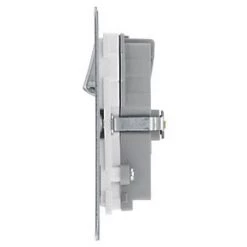 LAP 13A 2-Gang SP Switched Socket + 4.2A 2-Outlet Type A & C USB Charger Brushed Stainless Steel with White Inserts -Steel Switches Sales 709HF A2