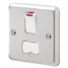 MK Albany Plus 13A Switched Fused Spur & Flex Outlet with Neon Brushed Stainless Steel with White Inserts -Steel Switches Sales 727FF P