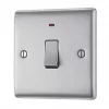 British General Nexus Metal 20A 1-Gang DP Control Switch Brushed Steel with LED -Steel Switches Sales 73493 P