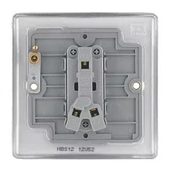 British General Nexus Metal 10AX 1-Gang 2-Way Light Switch Brushed Steel -Steel Switches Sales 73698 A3