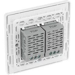 British General Evolve 2-Gang 2-Way LED Double Master Touch Trailing Edge Dimmer Switch Brushed Steel with White Inserts -Steel Switches Sales 743PY A4