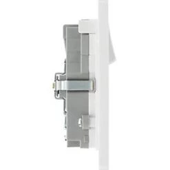 British General Evolve 13A 2-Gang SP Switched Socket + 3A 2-Outlet Type A & C USB Charger Brushed Steel with White Inserts -Steel Switches Sales 746RF A5