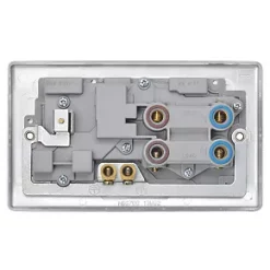 British General Nexus Metal 45A 2-Gang DP Cooker Switch & 13A DP Switched Socket Brushed Steel with LED with Graphite Inserts -Steel Switches Sales 74857 A2