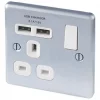 LAP 13A 1-Gang SP Switched Socket + 2.1A 2-Outlet Type A USB Charger Brushed Stainless Steel with White Inserts 1 LAP 13A 1-Gang SP Switched Socket + 2.1A 2-Outlet Type A USB Charger Brushed Stainless Steel with White Inserts -Steel Switches Sales 7864F P