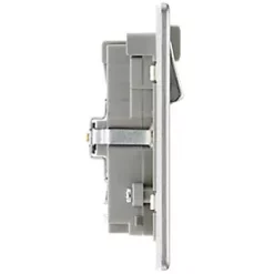 LAP 13A 2-Gang SP Switched Wi-Fi Extender Socket + 2.1A 1-Outlet Type A USB Charger Brushed Stainless Steel with Graphite Inserts -Steel Switches Sales 809KJ A2