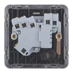 Schneider Electric Lisse Deco 13A Switched Fused Spur Brushed Stainless Steel with Black Inserts -Steel Switches Sales 826CC A3