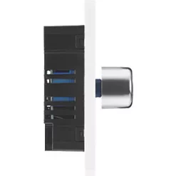 British General Evolve 2-Gang 2-Way LED Trailing Edge Double Push Dimmer with Rotary Control Brushed Steel with White Inserts -Steel Switches Sales 831PY A5