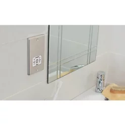 LAP 2-Gang Dual Voltage Shaver Socket 115 / 230V Brushed Stainless Steel with White Inserts 8 LAP 2-Gang Dual Voltage Shaver Socket 115 / 230V Brushed Stainless Steel with White Inserts -Steel Switches Sales 83247 A2