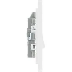 British General Evolve 20A 1-Gang DP Control Switch Brushed Steel with LED with White Inserts -Steel Switches Sales 834PY A5