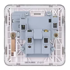 Schneider Electric Lisse Deco 13A 1-Gang SP Switched Plug Socket Brushed Stainless Steel with White Inserts -Steel Switches Sales 845FF A3