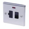 LAP 13A Switched Fused Spur with LED Brushed Stainless Steel with Black Inserts -Steel Switches Sales 85673 P