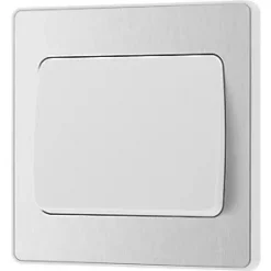 British General Evolve 20 A 16AX 1-Gang 2-Way Wide Rocker Light Switch Brushed Steel with White Inserts -Steel Switches Sales 857PY A3