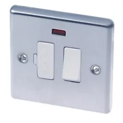 LAP 13A Switched Fused Spur with LED Brushed Stainless Steel with White Inserts