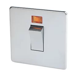 Crabtree Platinum 45A 1-Gang DP Cooker Switch Satin Chrome with Neon