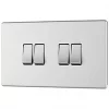 LAP 20A 16AX 4-Gang 2-Way Light Switch Brushed Stainless Steel -Steel Switches Sales 901KJ P